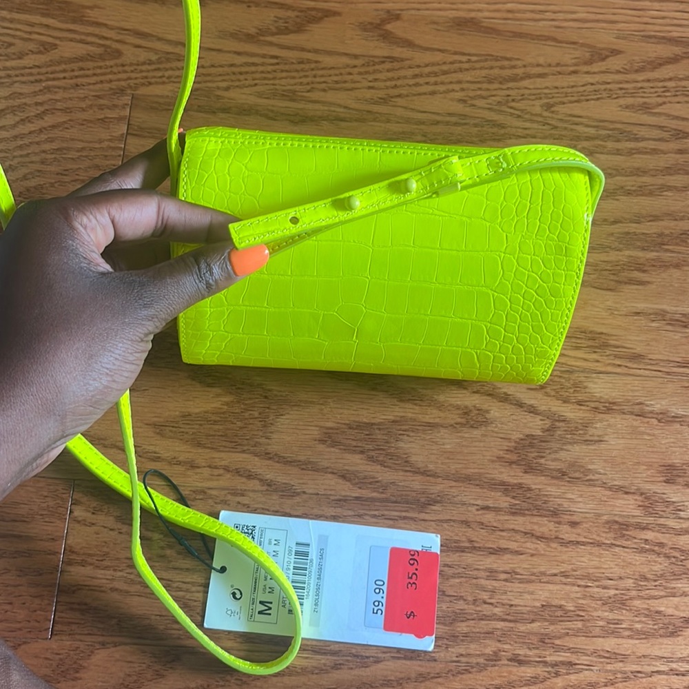 Bright lime green Zara bag
